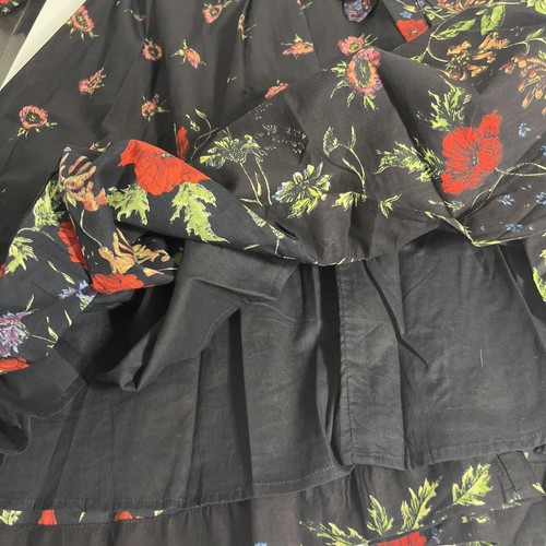 J. Peterman Größe 14 schwarz lebendig Blumenmuster seitlich gebunden Fit & Flare gefüttert Baumwollkleid - Bild 18 von 18