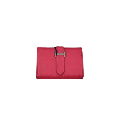 Hermes Bean Mini Rose Lipstick Card Case Chevre Mysore Leather Women