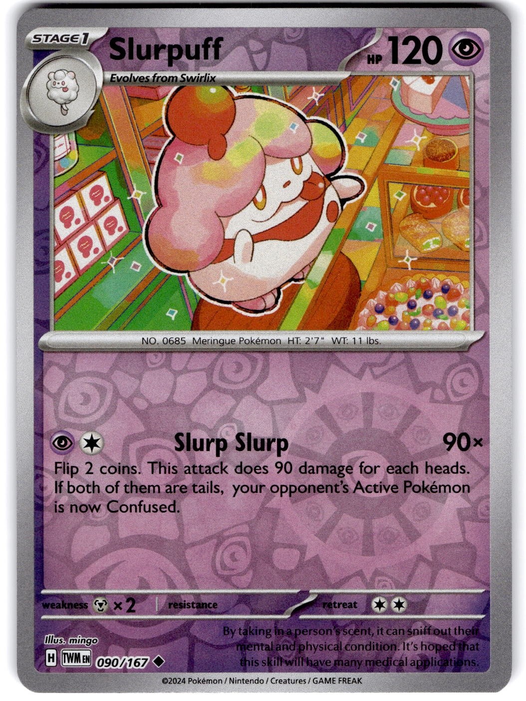 Pokemon Slurpuff Twilight Masquerade 90/167 Reverse Holo Near Mint English