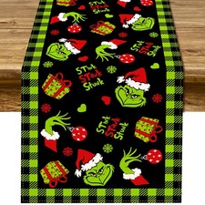 Christmas Table Runner Merry Christmas Buffalo Plaid Check Winter Holiday Par...