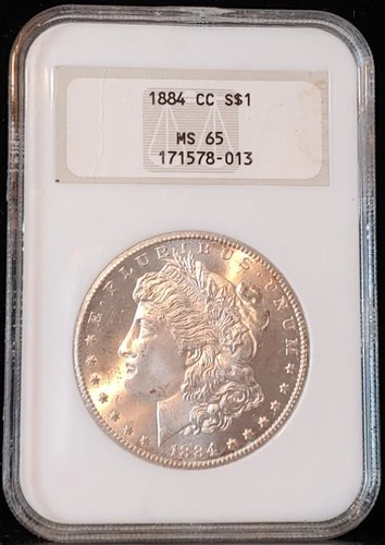1884-CC $1 NGC MS65 Early Fatty Holder
