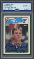 BRETT HULL SIGNED 1988-89 TOPPS ROOKIE RC #66 CARD - GEM MINT 10 AUTO - PSA/DNA. rookie card picture