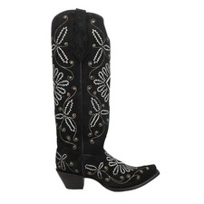 Corral Boots Luminescent Embroidered Studded Snip Toe Cowboy Womens Black Casua