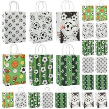 24Pcs Soccer Party Favor Paper Bags, Soccer Goodie Bags with Handles, Footbal...