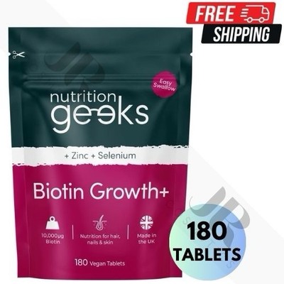 Nutrition Geeks Biotin Haarwuchsmittel | Vegan, Glutenfrei - 180 Stück