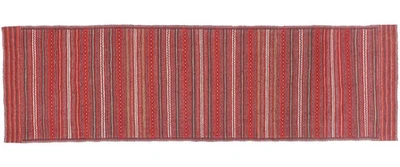 Afghan Kelim Soumakh Ghalmuri Teppich 80x300 Handgewebt Läufer Braun Streifen b - Bild 1 von 4