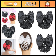 4 Pcs Black Mesh Bun Covers, Satin Hair Bow Snood Net - Perfect for Daily Use