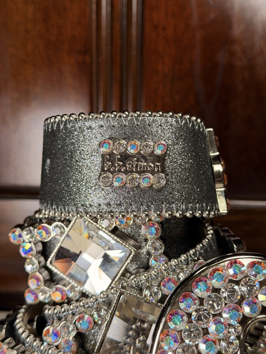 b.b.simon Silver swarovski crystal Studded Adjustable Buckle