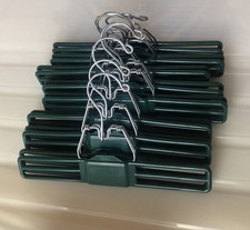 vintage lot 8 retro green Tamor plastic metal pants skirts clamp hangers