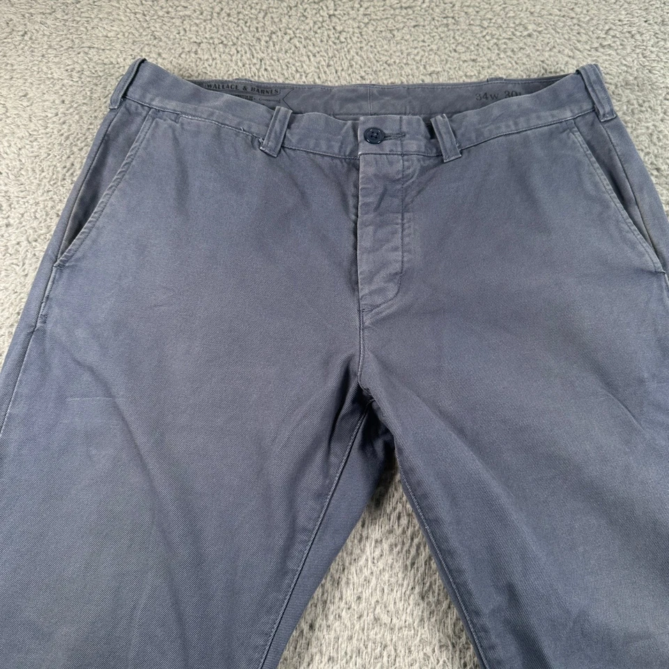 Wallace & Barnes Men's Chino Pants 34W 30L Blue Cotton Flat Front Work Travel - Image 2 of 4
