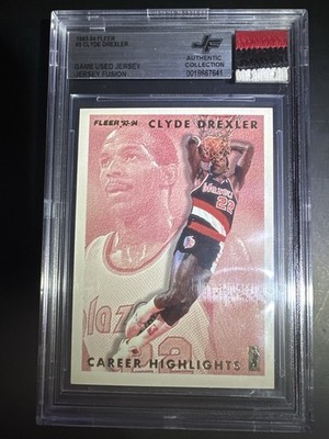 2025 Jersey Fusion Clyde Drexler Game Used Patch 1993-94 Fleer #5 Blazers