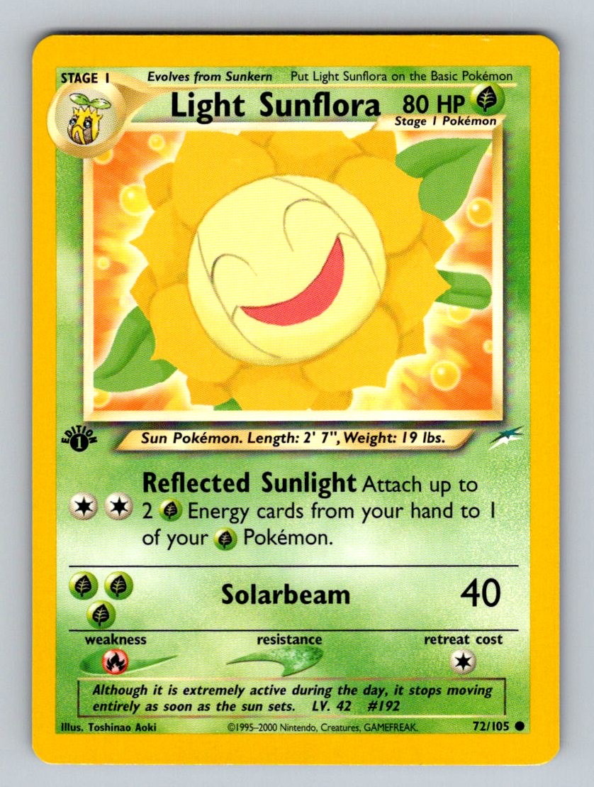 Light Sunflora 1st Edition Neo Destiny Pokemon Trading Card Game 072/105 NM