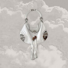 Gucci Indy tracolla hobo bag 2 vie bambù frange nappe bianco argento