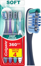 Colgate 360 Deep Clean Soft Toothbrush for 4 in 1 Bacterial Removal, Features Fl