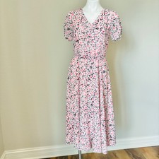 Talbots Button Front Midi Pink Floral Dress Women's Size 2 Cottagecore Feminine