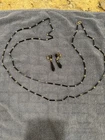 Antique Vintage Estate Costume Jewelry Jet Necklace And Matching Earrings Set