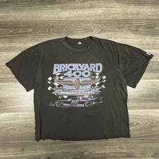 Vintage NASCAR Shirt Mens XL Black Brickyard 400 1995 Racing Faded Made USA 90s