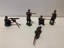 Britains French Infantry WWI Lot of 5 Pre War Toy Soldiers Machine Gunner