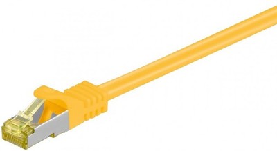 RJ45 Patchkabel CAT 6A S/FTP (PiMF), 500 MHz mit CAT 7 Rohkabel, gelb, 0,5 m