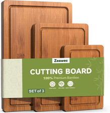 3-Piece Set Bamboo Cutting Board for Kitchen Crack-Resistant Wood Chopping Board