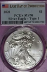 2021 PCGS MS70 TYPE 1 AMERICAN SILVER EAGLE #B52106