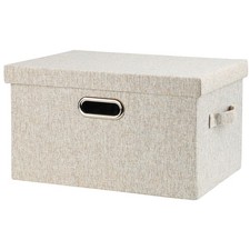 Medium 15" 21 Quart Collapsible Stackable Storage Bins with Lids 1 Pack Beige...