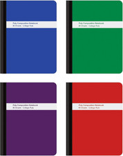 Poly Composition Notebook 4 Count, College Ruled Paper, 9-3/4 X 7-1/2 Inches, 80