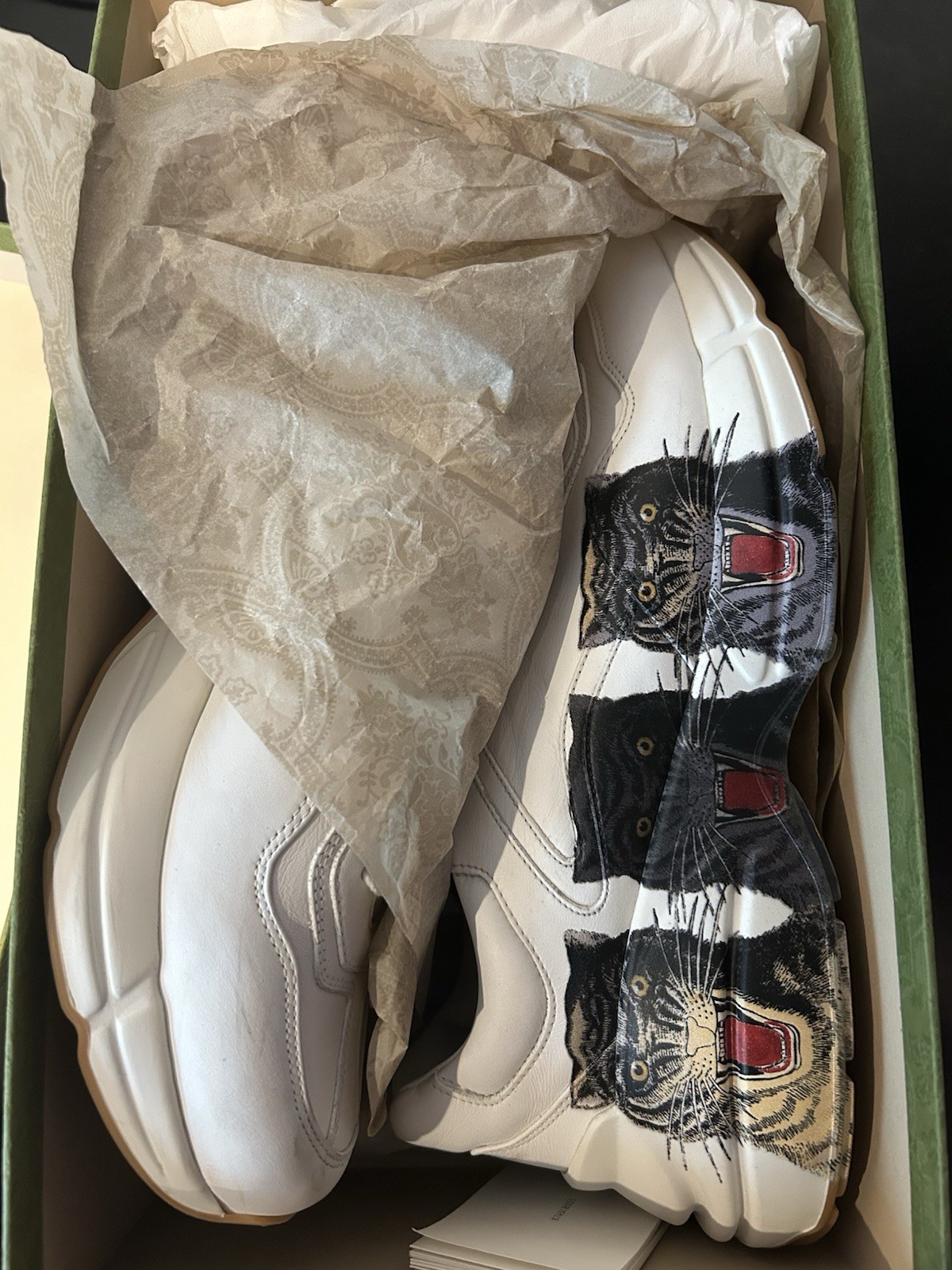 Gucci Rhyton Tiger Feline Embroidered Leather Sneakers