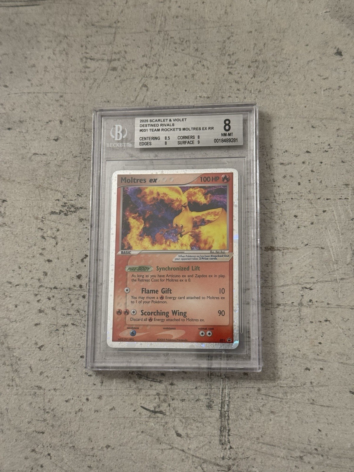 2003-06 POKEMON PROMOS NINTENDO BLACK STAR MOLTRES EX #31 TIN ERROR LABEL BGS 8