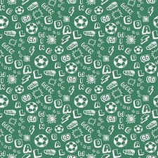 Boys' Cool Soccer/Baseball Ball Pattern Fabric, Slub Polyester, Natural Texture