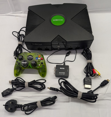 Original Xbox Konsole 500gb Translucent Controller UnleashX 1080p Hdmi Adapter