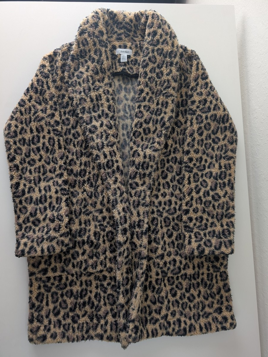 Calvin Klein Faux Fur Leopard Coat Calvin Klein Coat Vintage