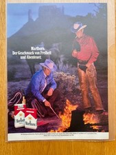 Marlboro Freiheit & Abenteuer Cowboy Lagerfeuer 1984 Vintage Werbung Reklame