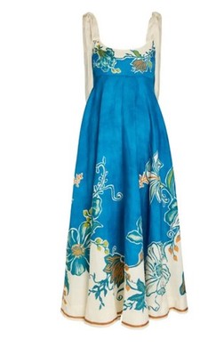 maxi alemais dress ALMAIS Soleil Printed Linen Maxi Dress in White
