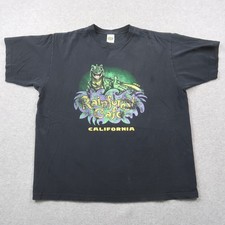 Vintage Rainforest Cafe California T Shirt Iggy Iguana Black XL Made in USA 90s