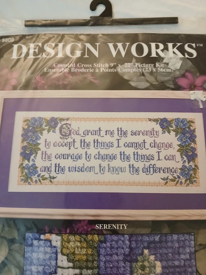 Kit de Ponto Cruz Contado SERENITY ORAÇÃO FLORAL #9808 Design Funciona 9"x 22" NOVO - Imagem 2 de 4