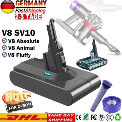 9,0Ah Akku Für Dyson V8 Ersatzakku SV10 Animal Absolute Staubsauger Filter Sony