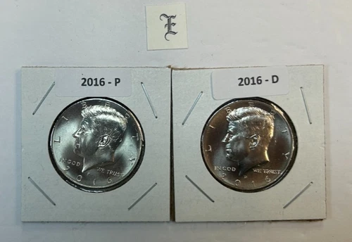 New Listing2016 P & D UNC Clad Kennedy Half Dollar Set in CB Flips -Free Shipping - E