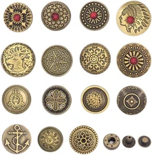 15 pcs Antique Fasteners Snaps Decorative Snaps Button Set for Wallet Decorat...