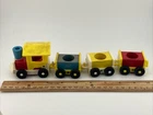 Vintage Fisher Price Little People Amusement Park 932 Wood Train ( 4 Pieces)