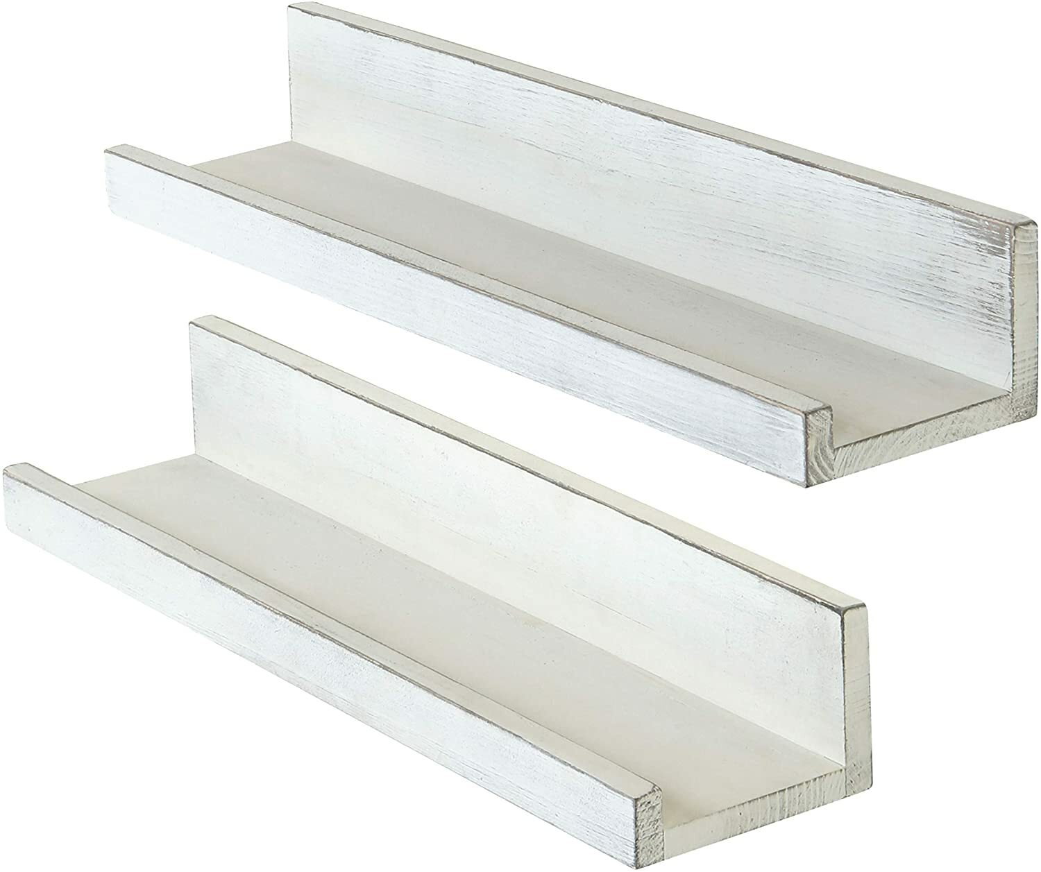 24Inch WallMounted Vintage White Wood Floating Shelves, Picture Ledge