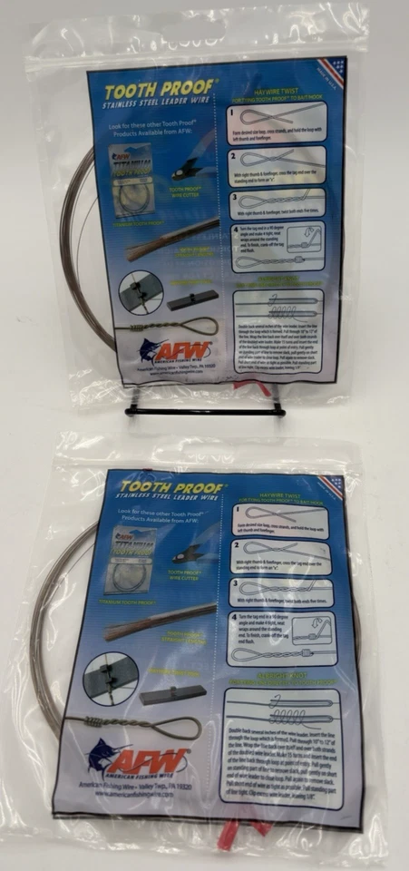 AFW Pesca Lote de 2 Alambres Líder de Acero Inoxidable a Prueba de Dientes 58 LB Foto 4 de 4
