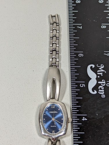 Capezio Blue Dial Silver Tone Rectangle Case Bar Style Bracelet Band Watch - Picture 6 of 9