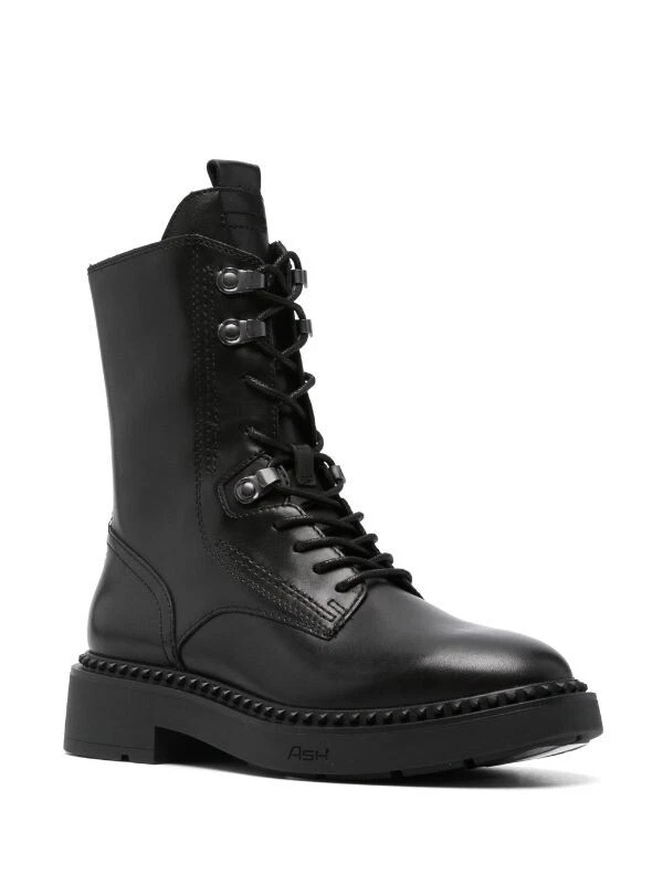 ASH Women's Blk Leather Rear Zip Heeled Biker Combat Boots Sz Eu 37m  Us 6.5 NIB - Image 3 of 4