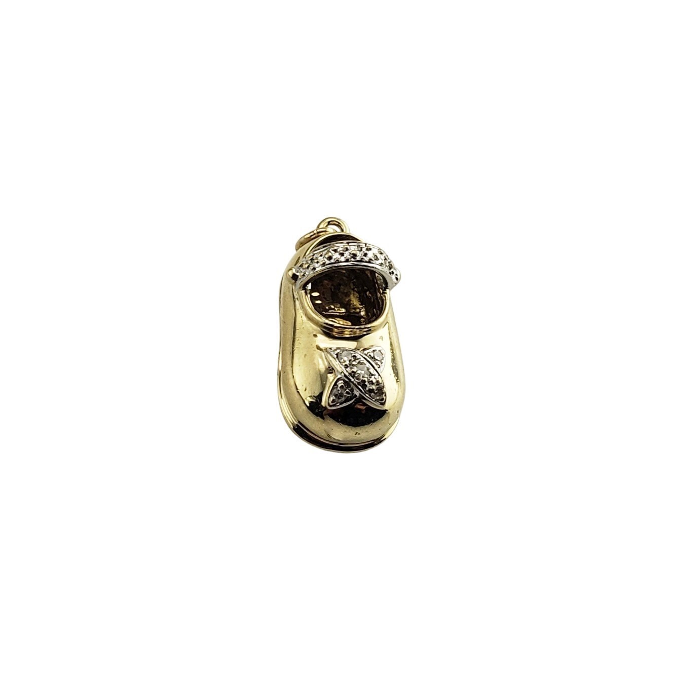 Vintage 14 Karat Yellow Gold and Diamond Baby Shoe Charm #12766