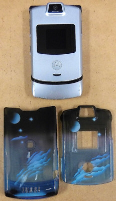 Motorola RAZR V3m - Silver and Black ( Verizon ) Cellular Flip Phone - No Back