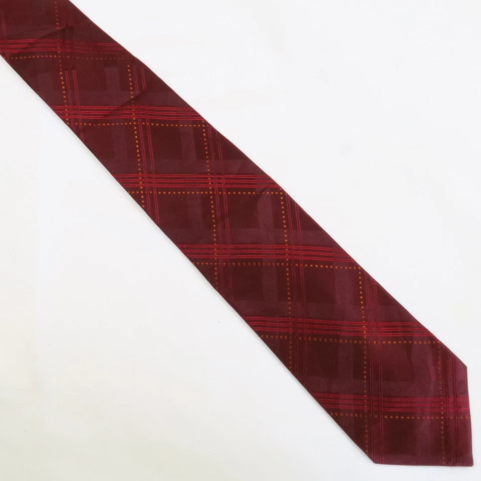 Axcess Red on Red Plaid Stripes Geometric Pattern Mens Neck Tie 58x3.75 Modern - Image 2 of 4