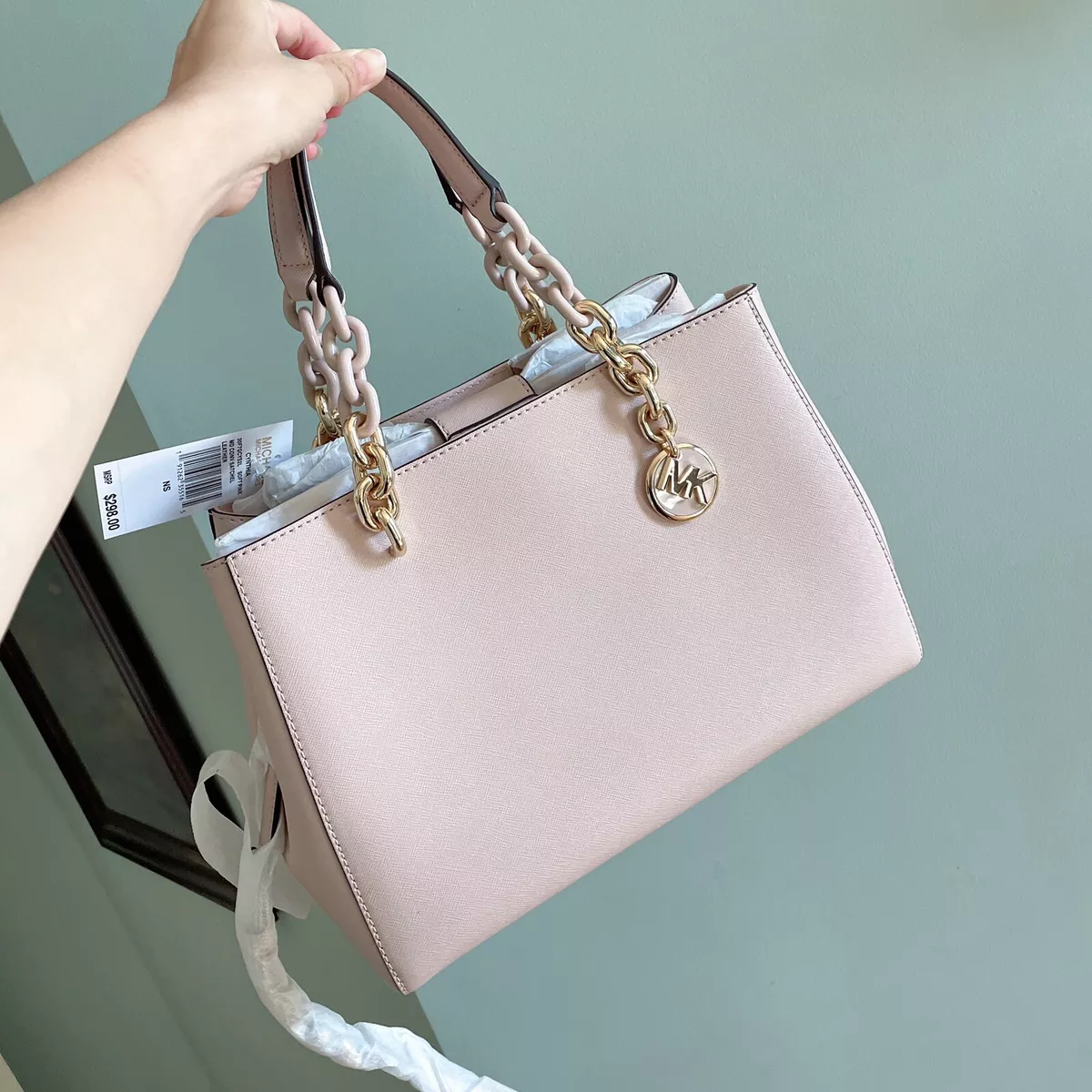 Michael Kors, Bags, Michael Kors Light Pink Tote With Chain Straps