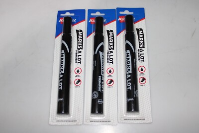 Avery Marks A Lot Chisel Point Permanent Marker Black Ink 18888 Lot of 3