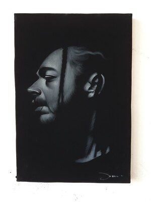 Post Malone, size 16''x11'', oil on black velvet